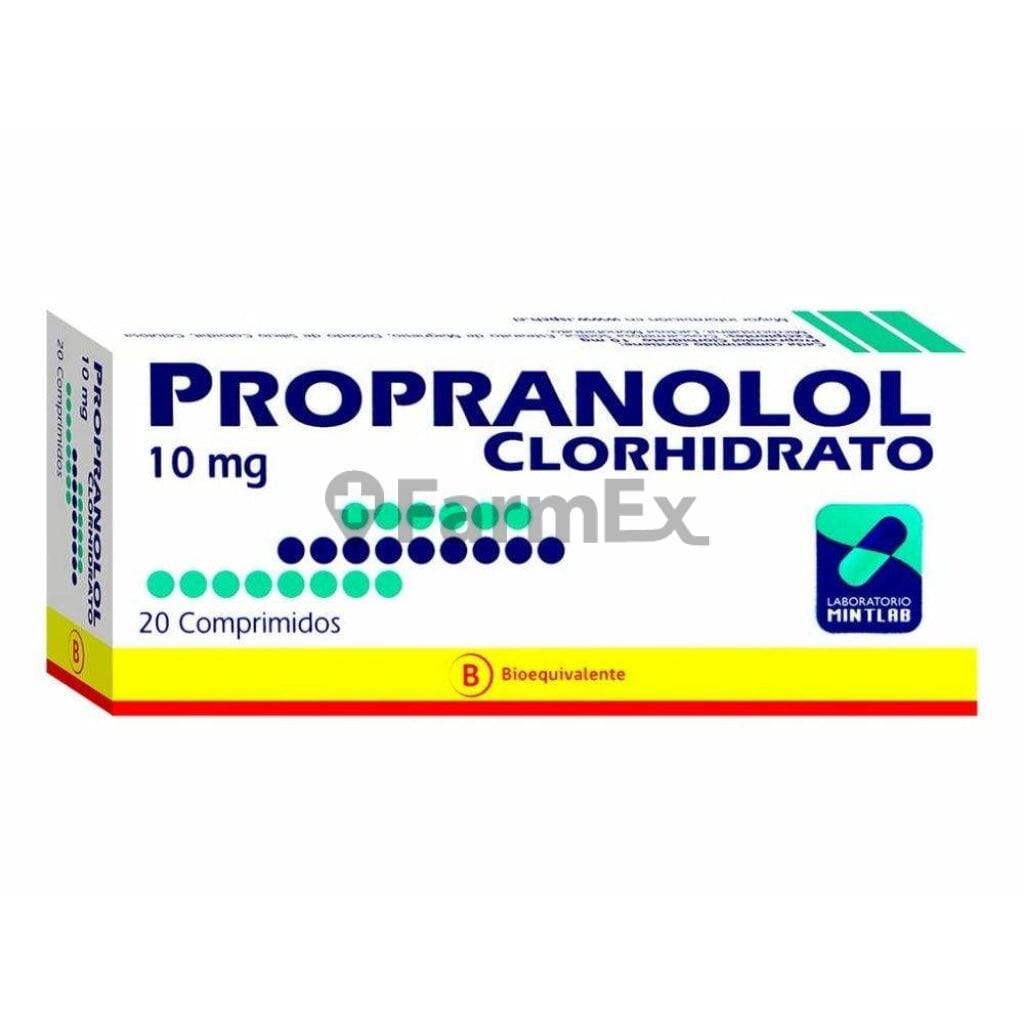 Propranolol 10 mg x 20 comprimidos Farmex-Fonasa-Persistente
